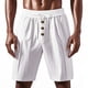 thumbnail image 1 of pstuiky Pantalones cortos para hombre, Pantalones cortos de lino con cintura elástica y botones de color liso para hombre, versátiles y a la moda. Pantalones cortos de golf, 1 of 8
