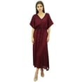 thumbnail image 4 of Bimba Women's Maxi Rayon Dress With Drawstring Waist & Short Kimono Sleeve, 4 of 9