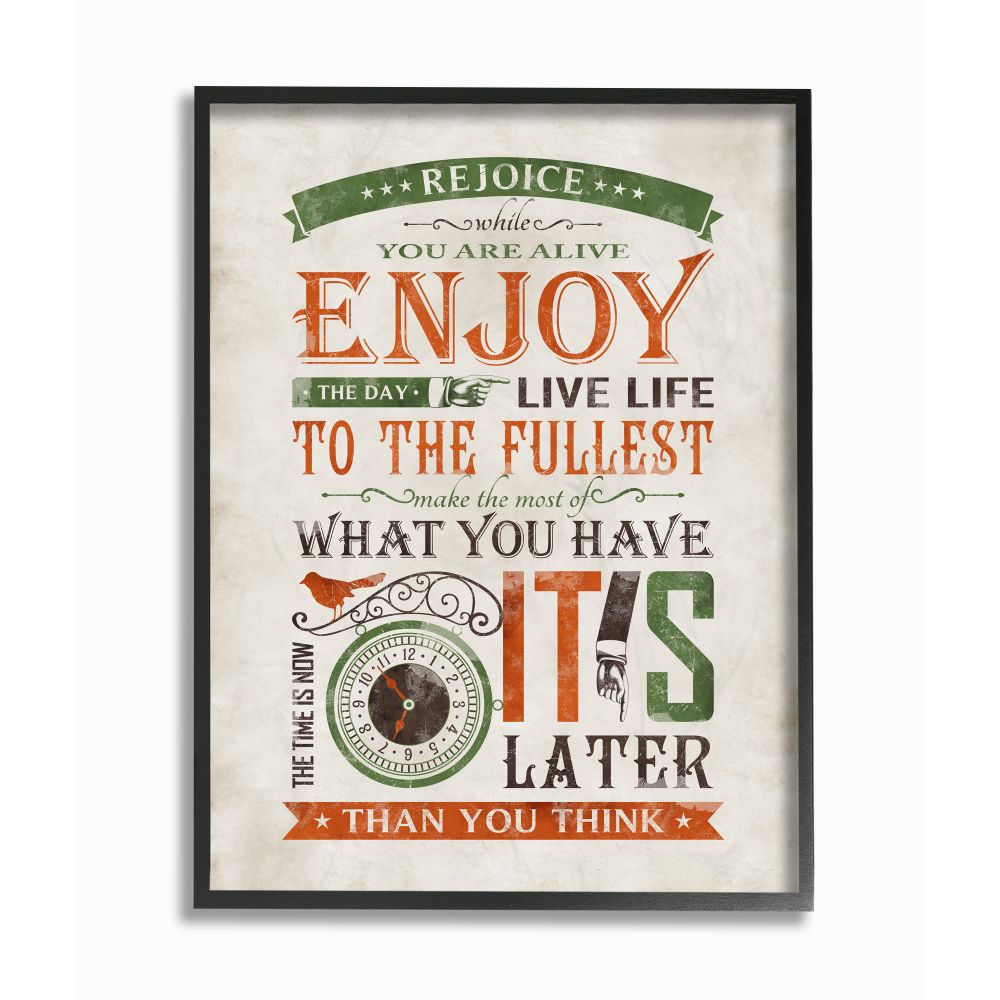 Stupell Industries Now Is The Time Inspirational Word Design Framed Wall Art by Ester Kay