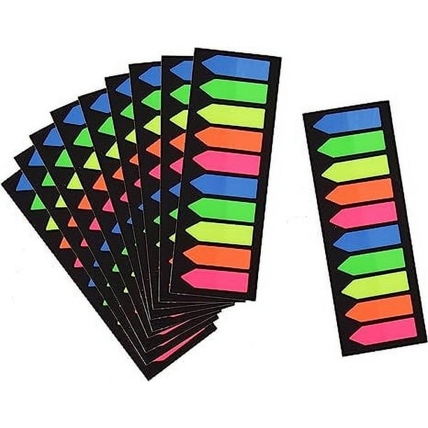 Zhuge Cinta adhesiva de color neón de 2000 unidades, marcadores de página, etiquetas de índice, notas adhesivas, fluorescentes, paquete de 10, 2000 páginas