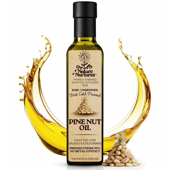 Pine Nut Oil for Cooking | Raw First Cold Pressed | Single Press Below 30C | Unrefined | Made in USA
