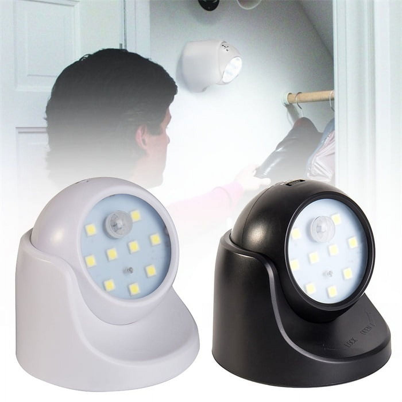 Nyidpsz 360° Battery Operated Indoor Outdoor Garden Motion Sensor Security Led Light