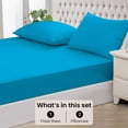 thumbnail image 4 of 1000 Thread Count 3 Piece (1- Fitted Sheet + 2- Pillow cover) Quality 15 Inch Deep Pocket 100% Egyptian Cotton Color Turquise Blue Solid Size King, 4 of 6
