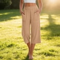 thumbnail image 6 of UAMVSH Womens Capri Pants Comfy Elastic Waist Wide Leg Capris Pull On Lounge Pants with Pockets Spring Summer Clothes, 6 of 7