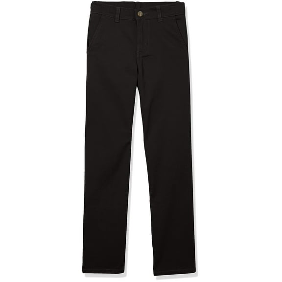 Pantalones IZOD, uniforme escolar para niños, parte delantera plana, negros, 10 husky
