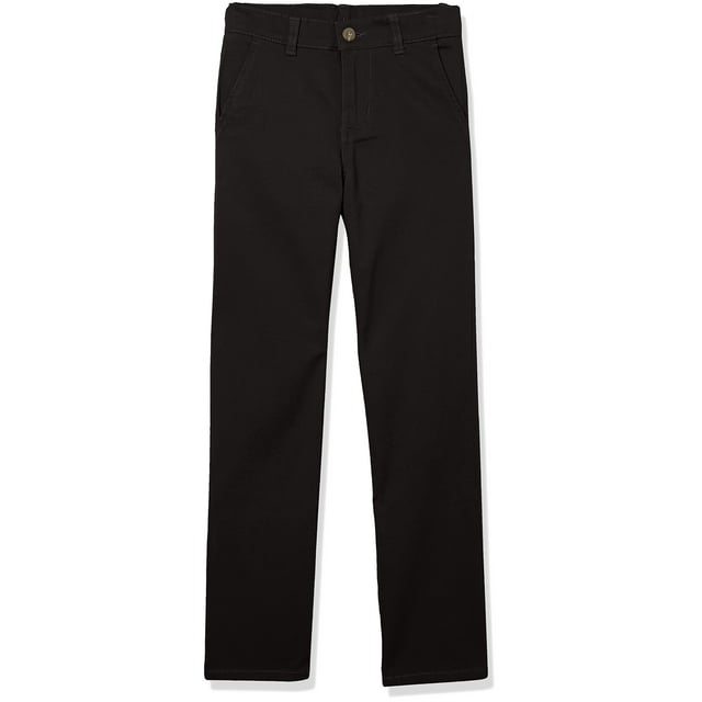 Pantalones IZOD, uniforme escolar para niños, parte delantera plana, color negro 14 husky