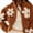 Caramel Color, variant on Womens Floral Print Fleece Jackets Winter Zipper Cropped Coat Casual Long Sleeve Outwear with Pockets Blue M