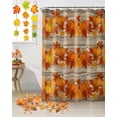thumbnail image 5 of Fall Thanksgiving Shower Curtains for Bathroom, Orange Pumpkin Maple Leaf Wood Grain Waterproof Fabric Shower Curtain for Bathroom Bathtub Decoration, Machine Washable, 72"x84", 5 of 9