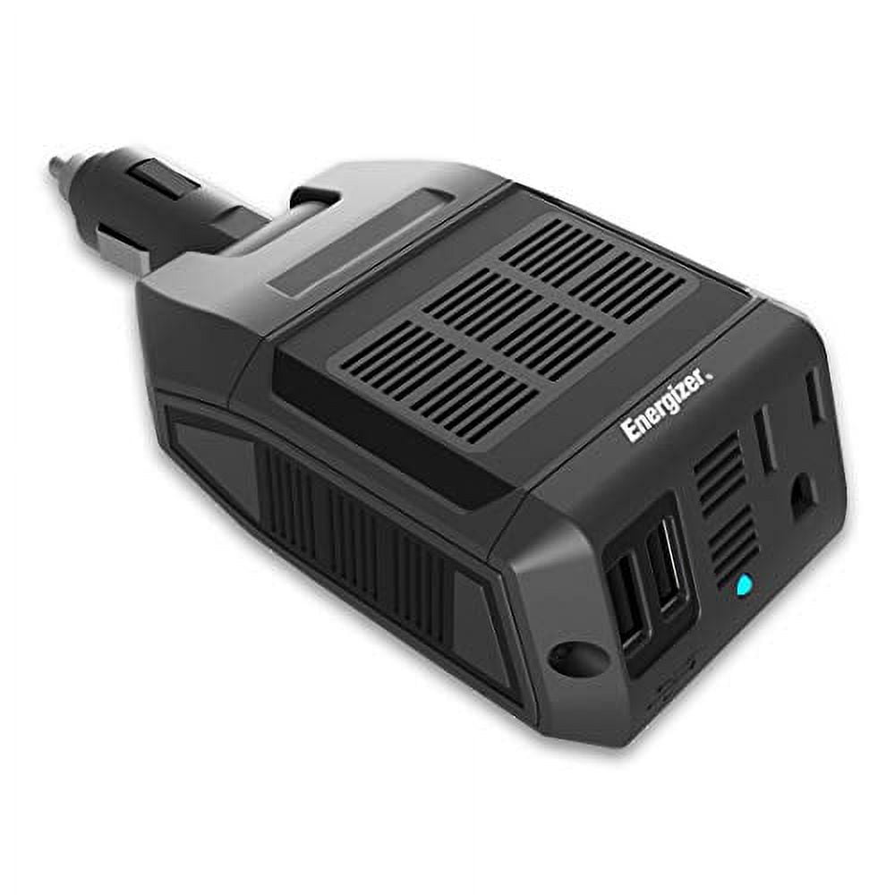Energizer 100 Watt Power Inverter Modified Sine Wave Car Inverter, 12V to 110V Car Adapter, DC to AC Converter with Two USB Charging Ports (2.1A) and Ultra-Silent Fan - ETL Approved