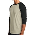 thumbnail image 4 of Men's Long Sleeve Round Neck Contrast Color Raglan Three Quarter Sleeve T-Shirt Top for Spring Fall Sporty Style,Beige,L, 4 of 8
