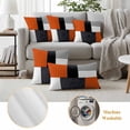 thumbnail image 6 of Burnt Orange Black Grey Outdoor Waterproof Pillow Covers, Geometric Modernism Color Block Decorative Rectangle Throw Pillowcase Sofa Cushion Sham for Patio/Couch/Chair, 20"x12" 2 Pack, 6 of 8