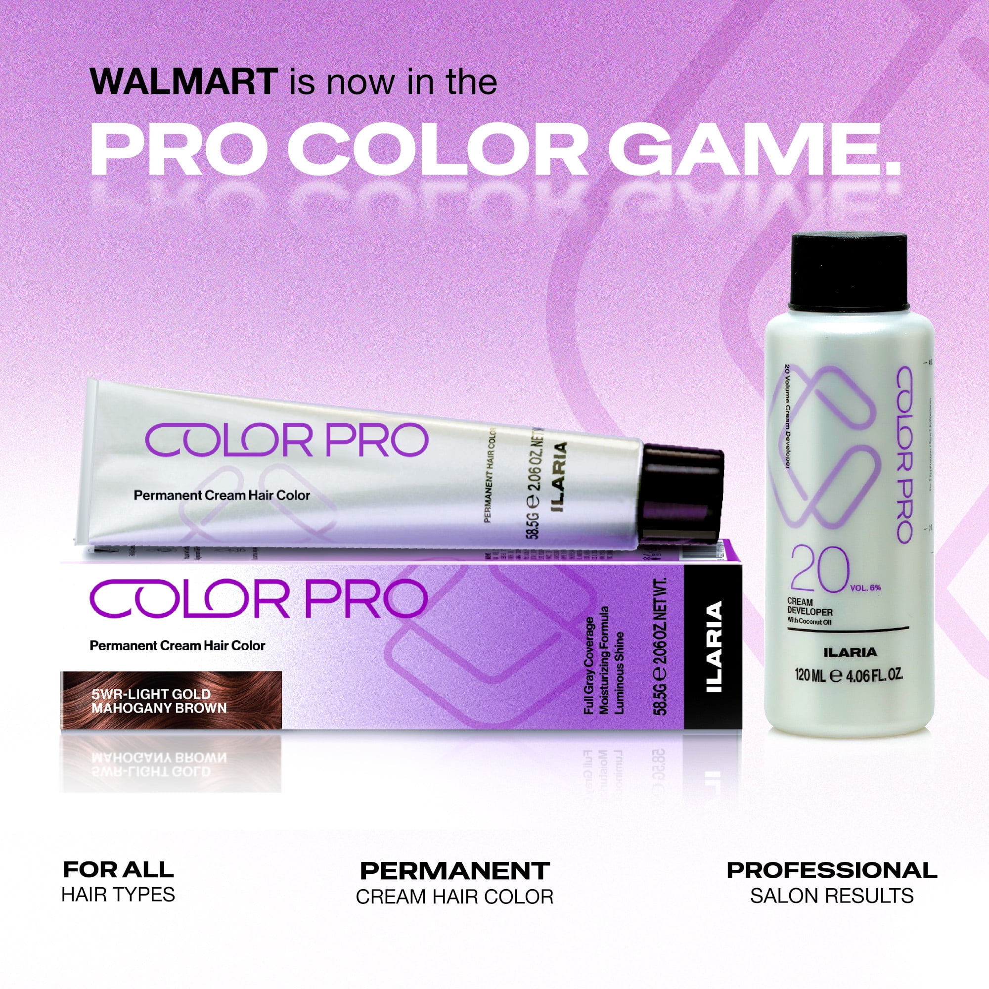 Ilaria COLORPRO Permanent Hair Color 5WR-Light Gold Mahogany Brown 2 oz