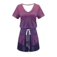 thumbnail image 4 of yillto Mini Dress for Women Casual V Neck Dresses with Pockets Trendy Short Sleeve Drawstring Dresses, 4 of 5