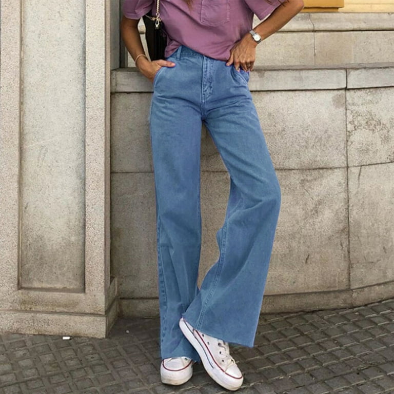Street Solid Ripped Mid Waist Loose Denim Jeans Street Solid Ripped Mid Waist Loose Denim Jeans