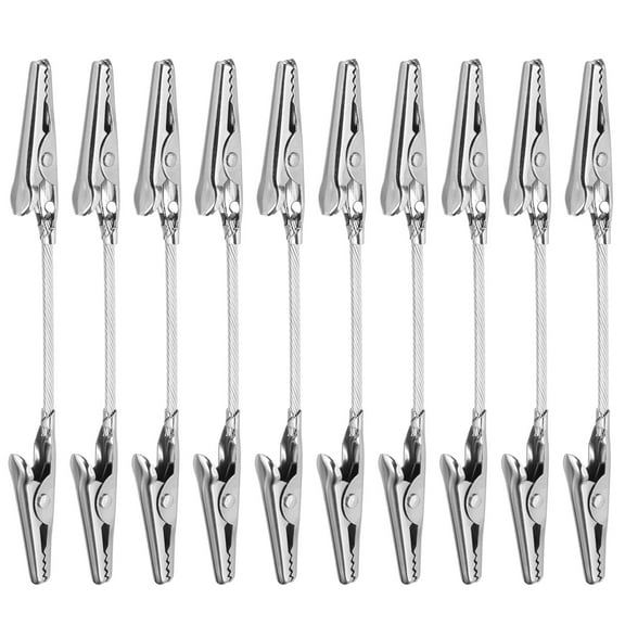 Uxcell 10 Pcs Double Head Alligator Clip, Metal Long Hose Alligator Clip Memo Clips Strong Clip Picture Note Holders for DIY Note Photo Memo, Silver