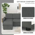 thumbnail image 6 of BUIORD 86" Convertible Sleeper Sectional Sofa with Storage Chaise, L-Shaped Couch with Pull Out Bed, Open Storage Shelf and USB, Sectional Couch for Living Room, Dark Gray, 6 of 8