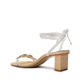 thumbnail image 3 of Schutz Hina Mid White Braided Details Lace Up Open Toe Mid Block Heel Sandals (White, 6), 3 of 6