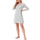 thumbnail image 4 of INSPIRAR CHIC Ropa de dormir para mujeres, vestido de noche de algodón a rayas con mangas 3/4, cuello redondo, midi, color contrastante, suave, talla XL, gris, 4 of 6