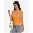 thumbnail image 5 of Womens Summer Shirts V Neck Criss Cross Cold Shoulder Tops Blouse, 5 of 6