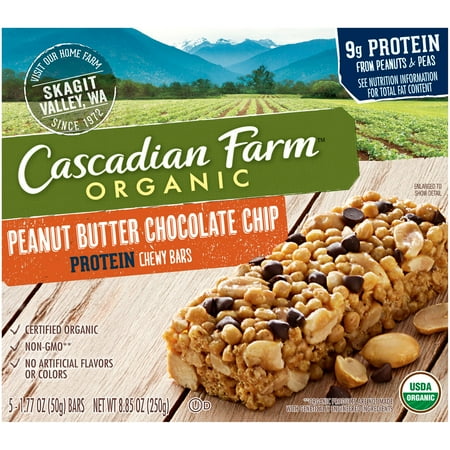 Cascadian Farm�� Organic non-GMO Protein Chewy Bar Peanut Butter Chocolate Chip Bars 5 - 1.77 oz