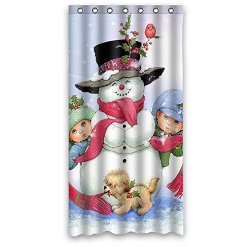Cortina de ducha Impermeable ABPHQTO Muñeco de Nieve Feliz Navidad 90x180 cm