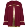 thumbnail image 4 of iiniim Boys Liturgical Worship Praise Dance Top Metallic Color Block Long Sleeve Pullover Shirts Tunic Dancewear Burgundy 10, 4 of 7
