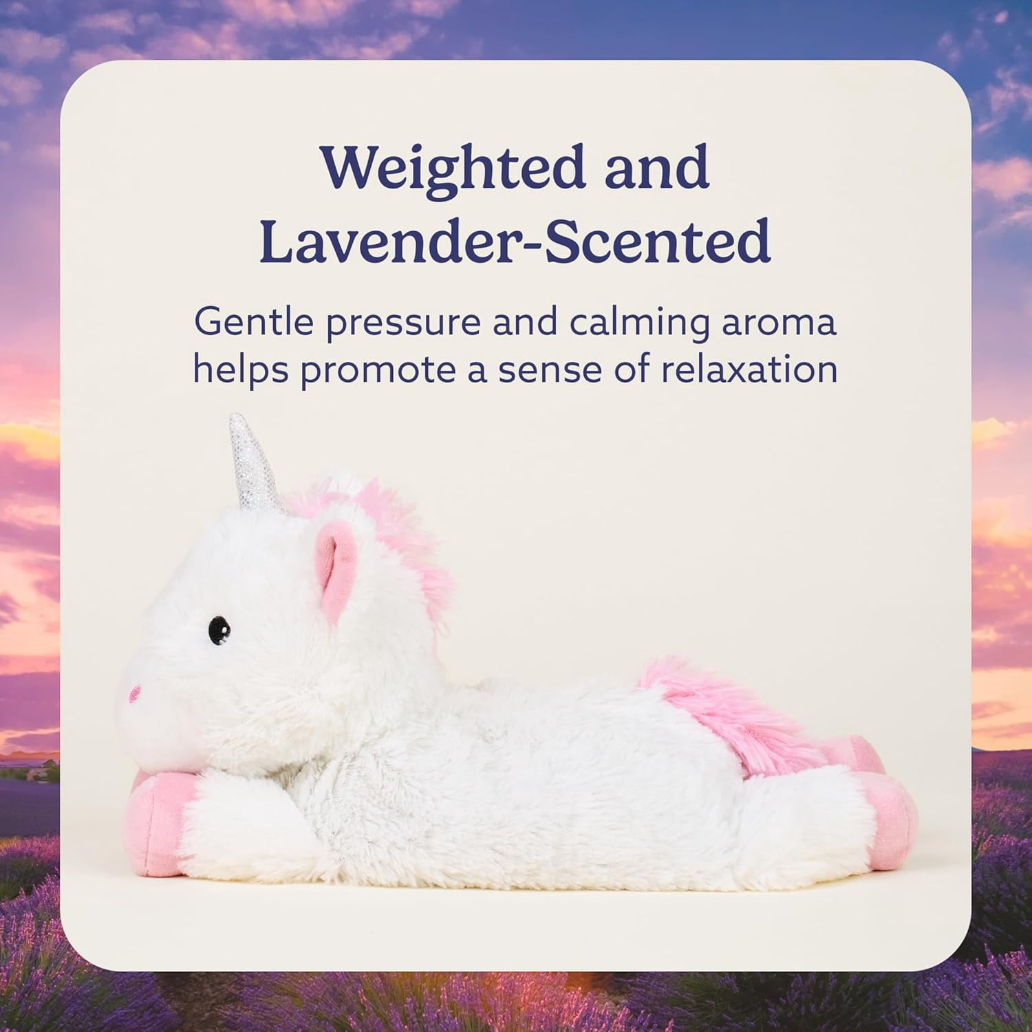 warmies 13” Laying Unicorn Stuffed Animal, Microwavable Heated Plushies and Weighted Soft Plush Toys