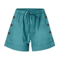 thumbnail image 3 of Shorts for Women Large Size Solid Color Elastic Decorative Button Pocket Casual Summer Shorts, 3 of 6