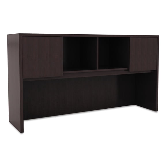 Alera Valencia Series Hutch with Doors, 58 7/8w x 15d x 35 1/2h, Espresso