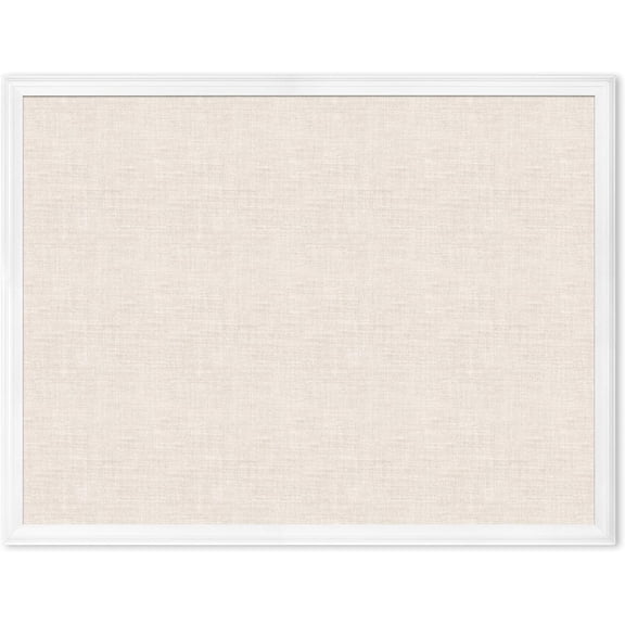 Farmhouse Linen Bulletin Board, 40" x 30", White Wood Style Frame, Industrial Grade Pinning Surface
