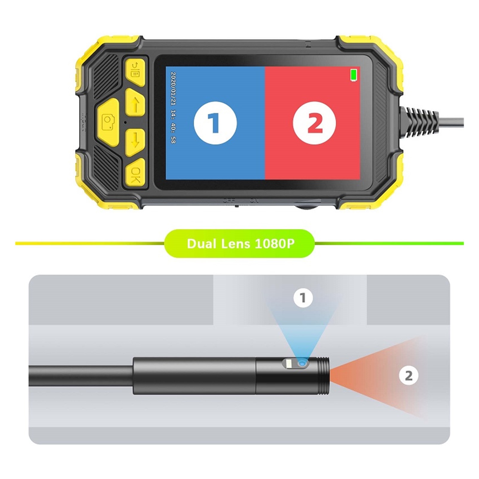 Y19 Endoscope Camera Single & Dual Lens Camera 4.3" IPS Screen HD1080P Endoscope For Car Underwater Camrea LEDs Rigid Cable ,Convenient to Use