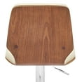 thumbnail image 4 of 44" Cream And Walnut Faux Leather And Steel Swivel Adjustable Height Bar Chair, 4 of 10