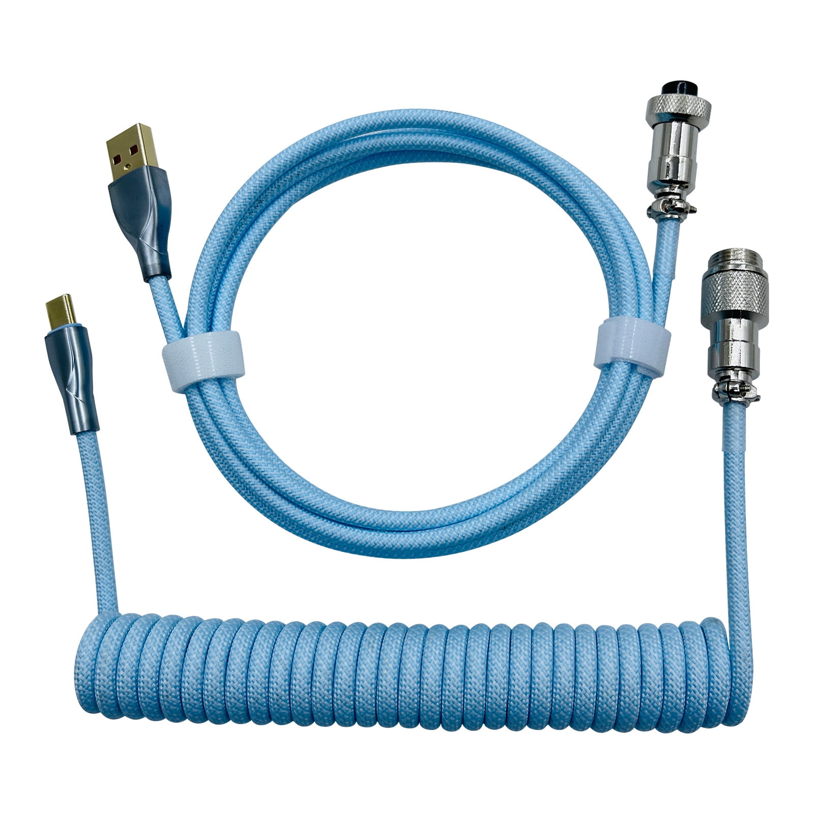 Holiday Savings 2022! Feltree Coiled USB C Cable For Gaming Keyboard DoubleSleeved Mechanical