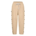 thumbnail image 5 of WERYOUNG Girl's Pants Solid Color Elastic Waist Kids Casual Wear Loose Fit Straight Leg Trousers With Side Snap Button Home Lounging Comfortable Soft Toddler Slacks, 5 of 5