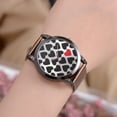 thumbnail image 4 of Reloj de pulsera de mujer con correa de PU de cuarzo con patrón de corazón con pantalla analógica de moda marrón, 4 of 4