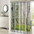 thumbnail image 2 of Sage Green Eucalyptus Shower Curtain, Spring Plant Leaves Shower Curtain Waterproof Fabric Watercolor Green and Gold Shower Curtain Set with Hooks, 84x84 Inch, 2 of 6