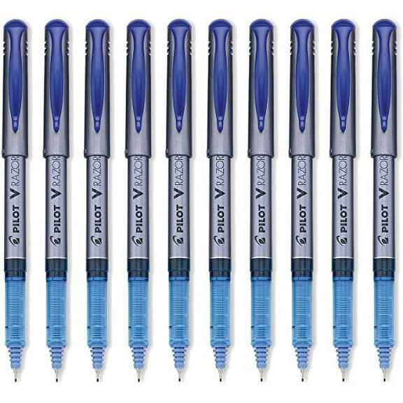 Pilot V Razor Point Liquid Ink Marker Pen Extra Fine Point, Blue 10-PACK(11021)