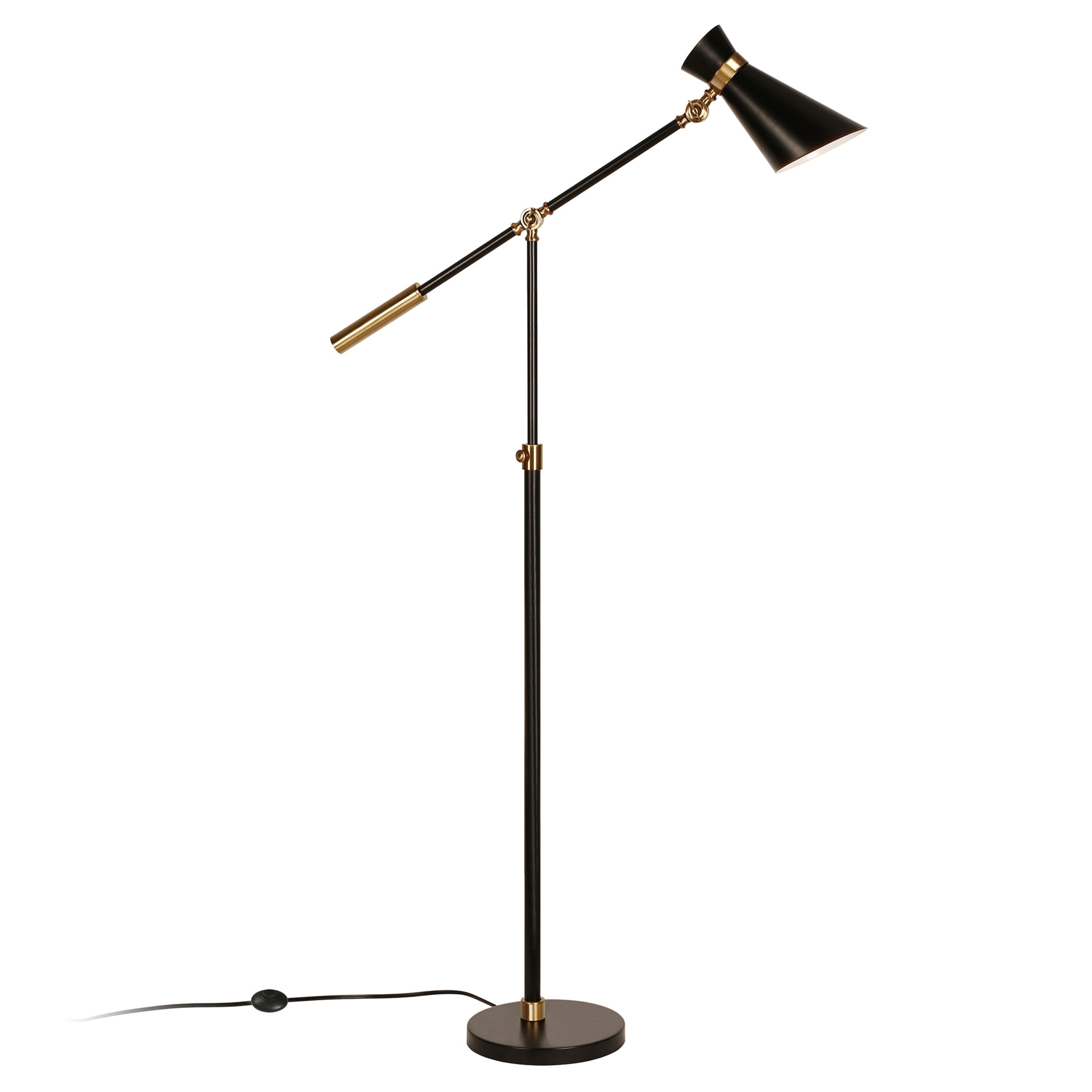 Evelyn&Zoe Industrial Metal Height-Adjustable Two-Tone Floor Lamp