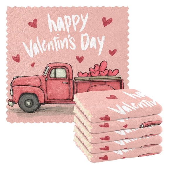 6 Pieces of Kitchen Towels 11x11Inch Kitchen Dish Cloths Kitchen Dish Towels Reuseable Cleaning Cloths Cute Red Truck