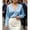 #503-Light Blue, variant on Wowcloth Woman's Satin Blouse, Casual Fashion Solid Color with Cross Side Tie, Long Sleeve V-Neck for Daily and Office Wear