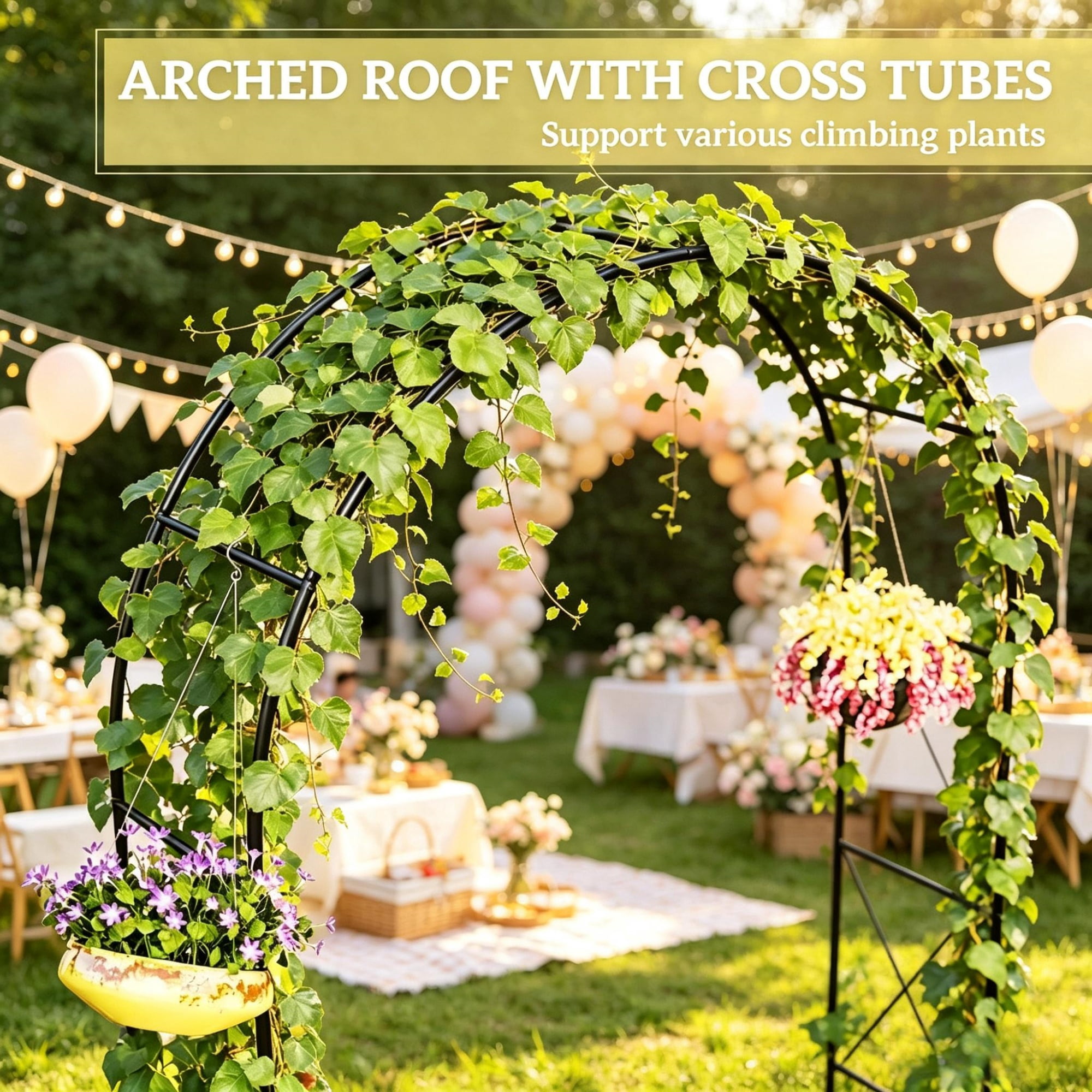 Garden Arch with Large Base for Climbing Plants and Weddings