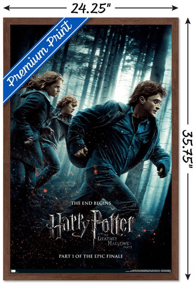 Harry Potter and the Deathly Hallows: Part 1 - Running One Sheet Wall Poster, 22.375" x 34", Framed