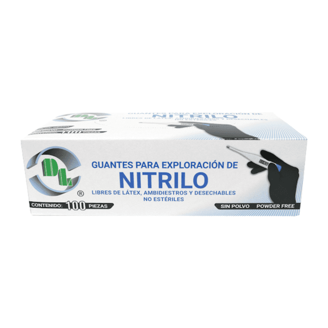 GUANTE DE NITRILO NO ESTÉRIL NEGRO TALLA GRANDE C/100PZ