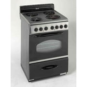 24" Electric Range, Stainless steel with black