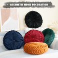 thumbnail image 4 of Round Throw Pillow 14.9inch Soft Round Floor Pillow Handmade Pleats Round Pillow Cushion for Couch Velvet Decorative Throw Pillow for Sofa Bed Living Room, 4 of 8