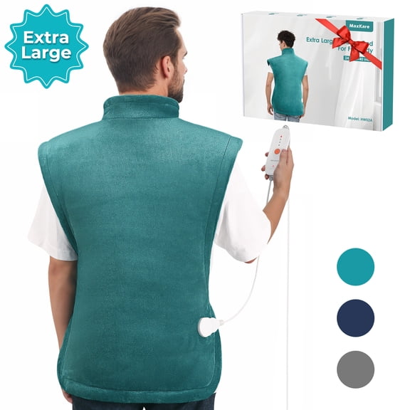 MaxKare Extra Large Flannel Heating Pad with 4 Heat Settings & Auto Shutoff for Full Body Stress Relief, Green, One Size (24"x40")