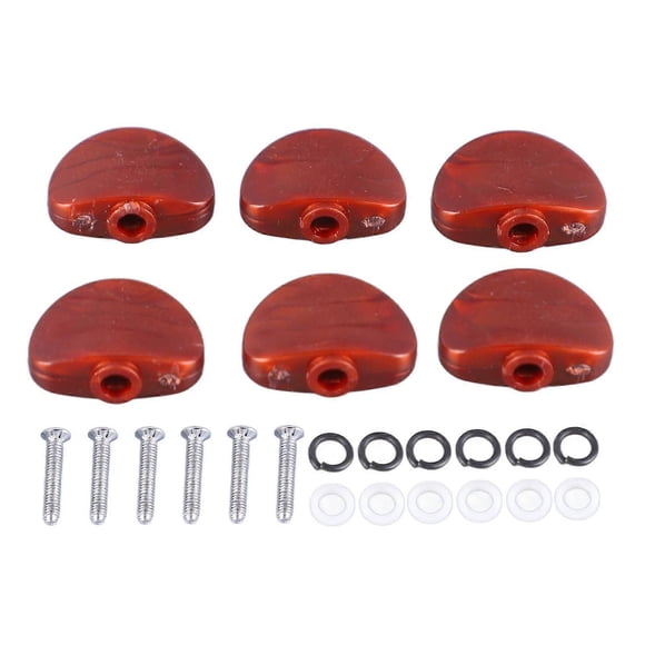 6 Pcs Guitar Machine Head Button Half Round Plastic Comfortable Grip Universal Tuning Peg Replacement Tip Coffee--