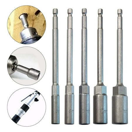 

5pcs 6mm-14mm 150mm Hexagon Nut Driver Bit Adapter Socket Wrench ExtensionSleeve