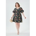 thumbnail image 2 of CASSIE LIZ Ladies Plus Size Dress 4X Flowers Print Pocket Flutter Trim Sleeves Dress V Neck Casual Loose Fits Dress For Summer 4XL 24W 26W, 2 of 4