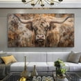 thumbnail image 2 of Rustic Highland Bull with Long Horns Abstract Textured Framed Canvas Wall Art 48x24 Inch Farmhouse Western Decor for Living Room Office Barn, 2 of 5